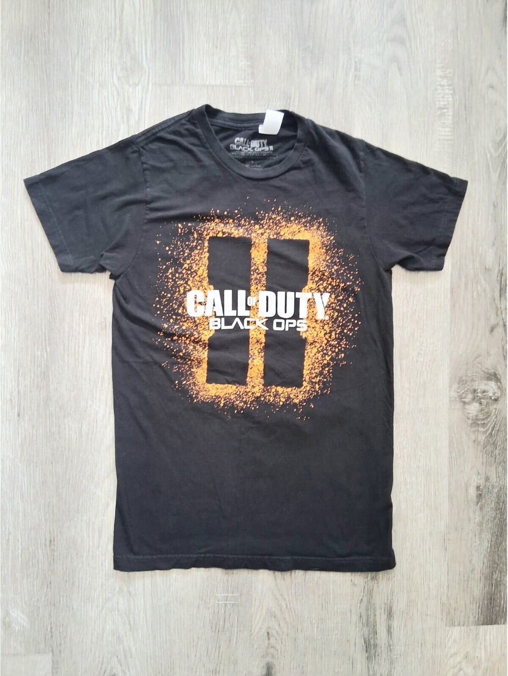 2014 Call of Duty Black Ops II Men's S Black and Orange Game Promo Tee, T-Shirt